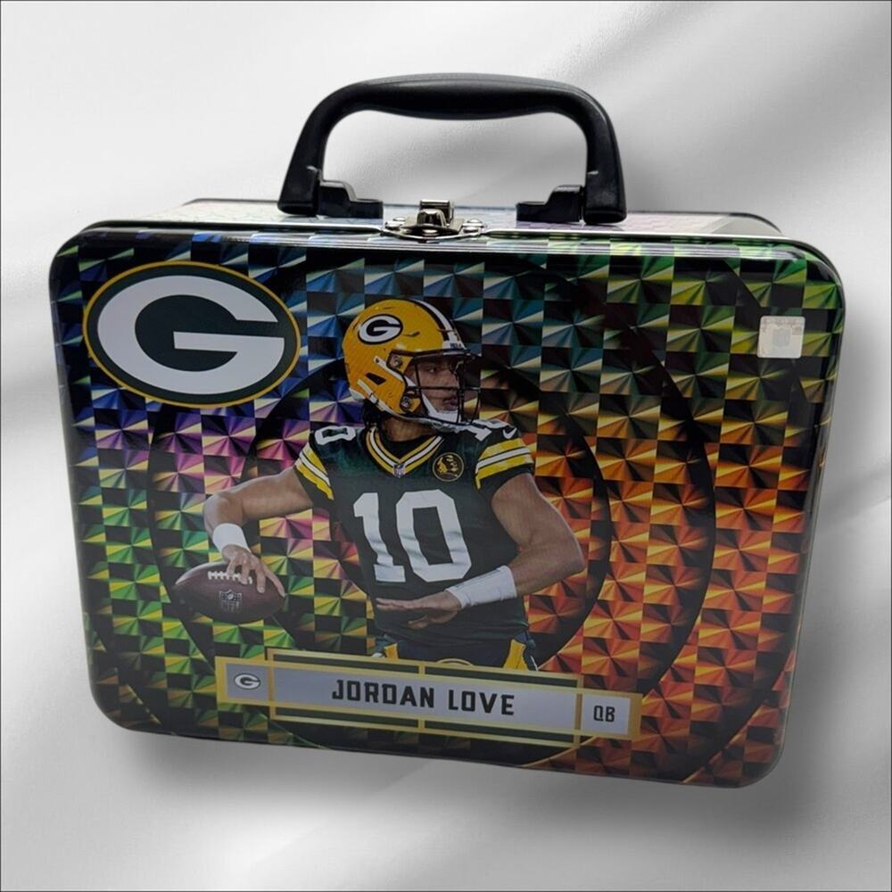 JORDAN LOVE Green Bay Packers Themed Metal Lunchbox Panini Revolution